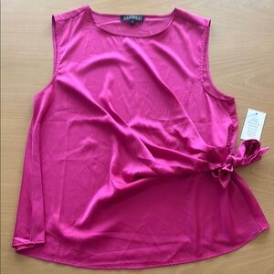 Eloquii Pink Tie Front Tank Top